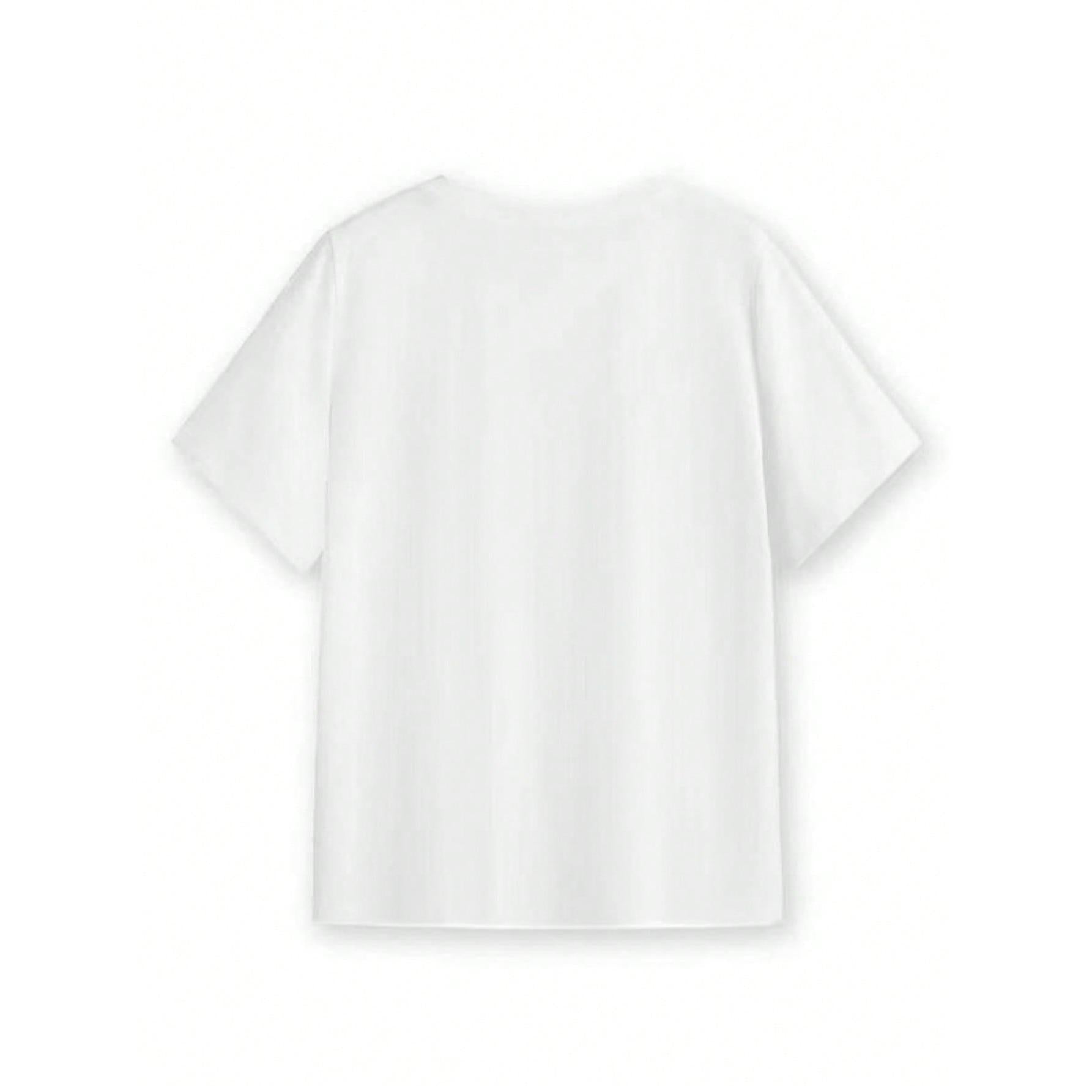 Letter Printed Round Neck Women Short Sleeve T-Shirt