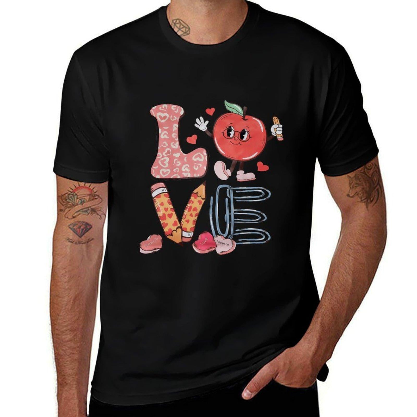 Valentine's Day Shirt Woman Love Valentine Teacher Shirts Love Heart Graphic Tshirt Casual Short Sleeve Tee Tops