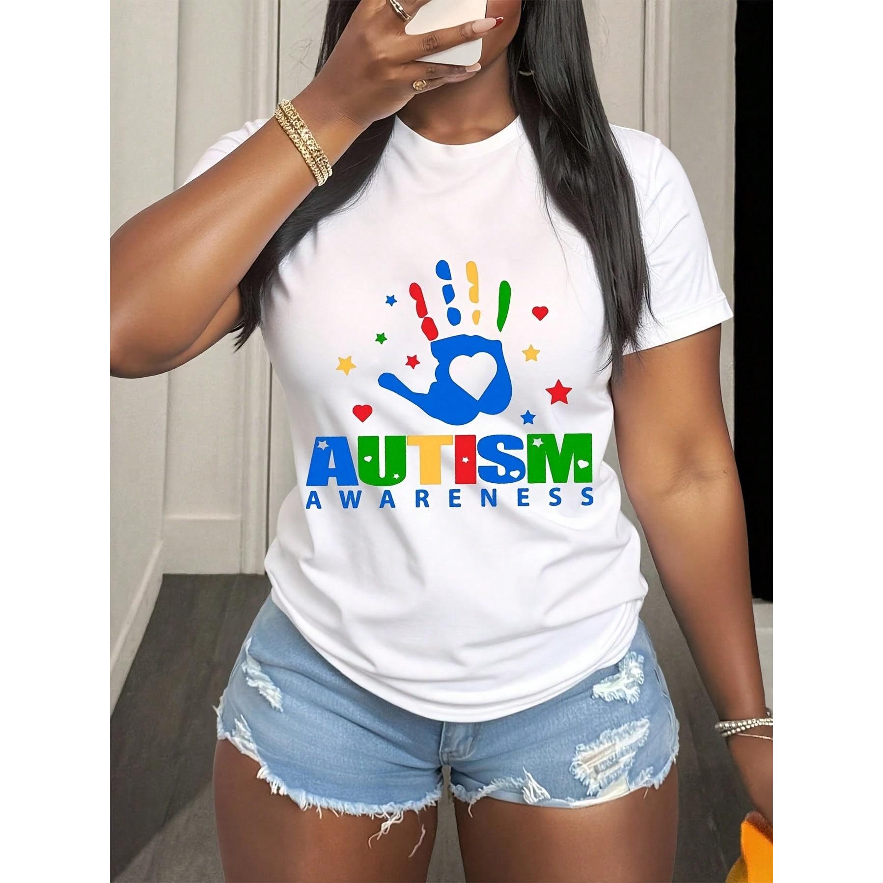 Autism Hand Print,Autism Awareness T-Shirt,Autism Advocate T-Shirt,Autism Mom Shirt,Proud Autism Aunt,Autism Support Tee,Women's Clothing