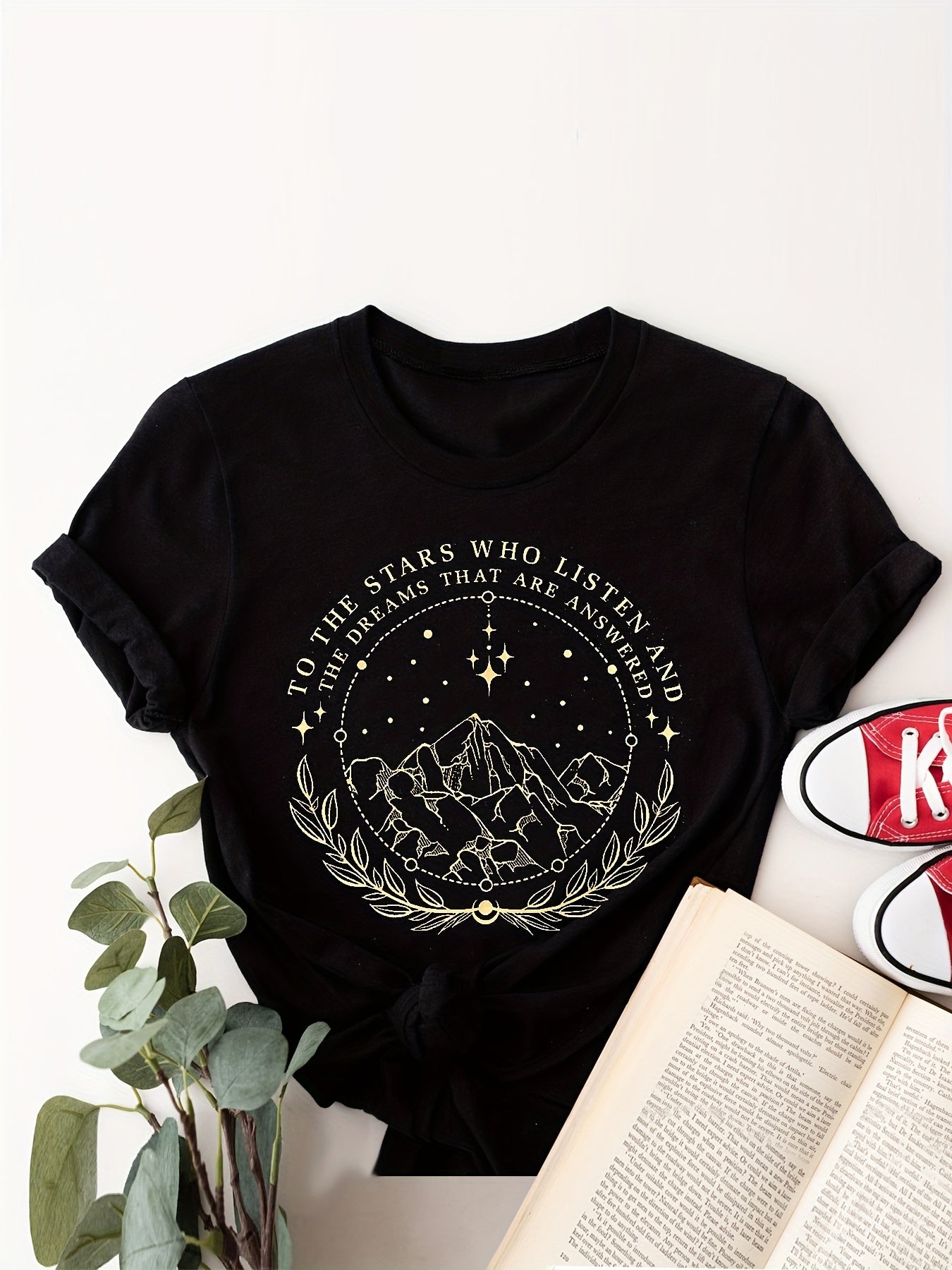 The Starlight City Shirt,Fashion Vintage Print Graphic T-Shirt Women Crew Neck Short Sleeve Tee