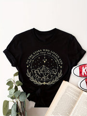 The Starlight City Shirt,Fashion Vintage Print Graphic T-Shirt Women Crew Neck Short Sleeve Tee