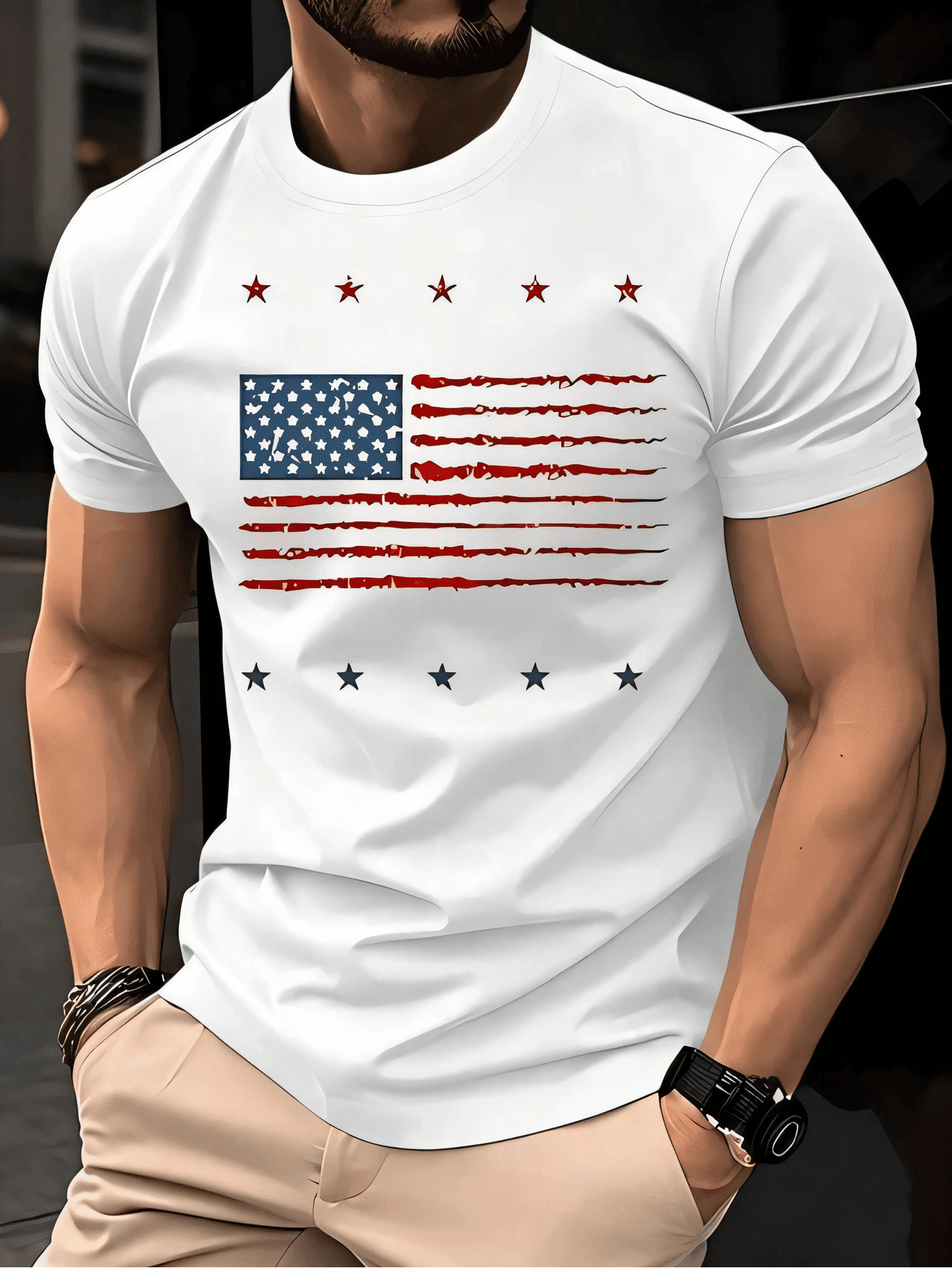American Flag Shirts For Men's 4th Of July Funny USA Print Tees Patriotic Casual Short Sleeve Tops