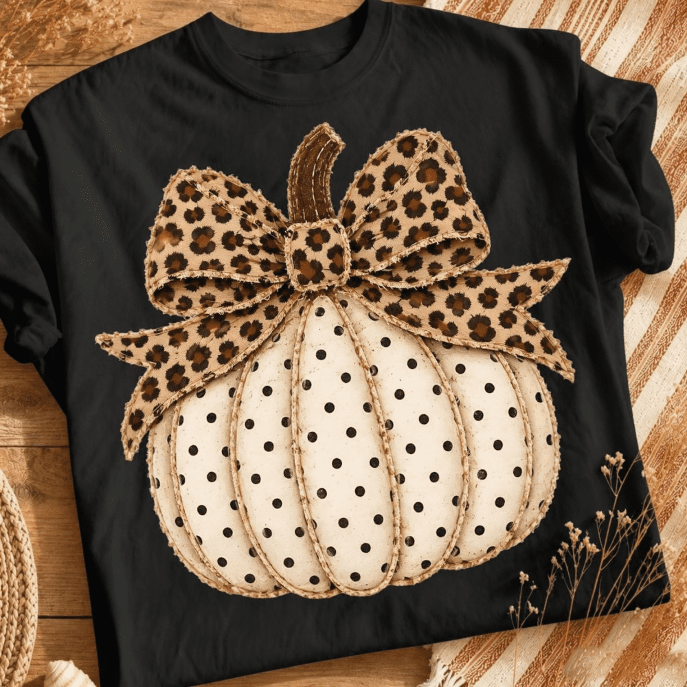 Autumn Polka Dot Pumpkin Print Women's Crew Neck T-Shirt - Halloween Costume, Autumn Women's Clothing