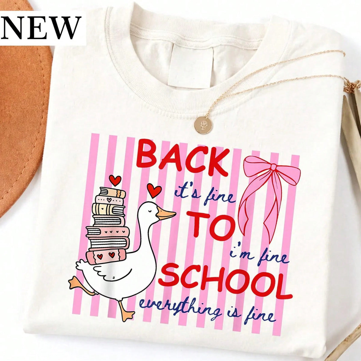 Back To School Cute Goose Letter Print Top Summer Vacation Casual Women Short Sleeve Graphic Tee Teacher Outfits Holiday Everyday