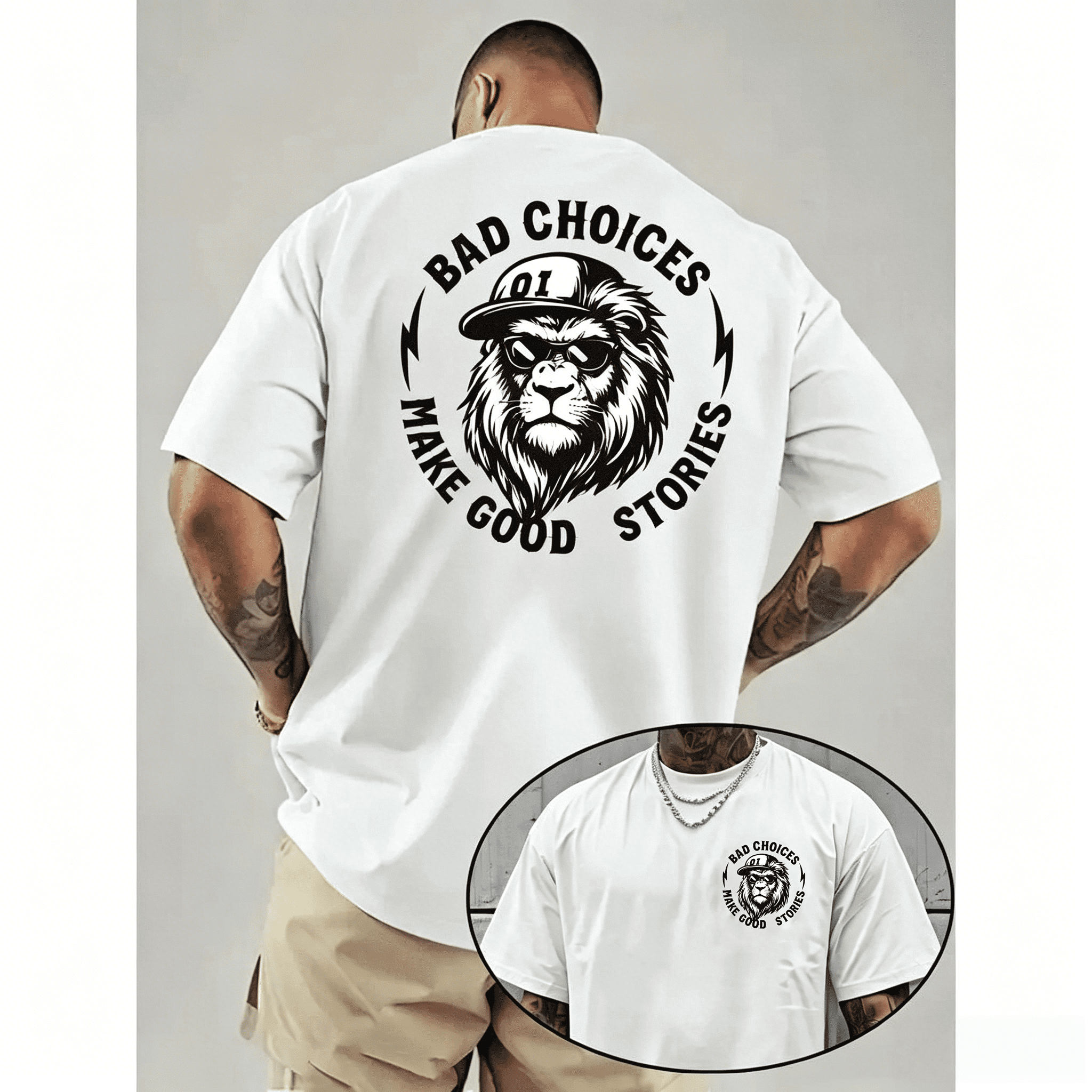 Bad Choices Make Good Stories Chimpanzee Print Men's T-shirt
