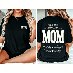 “Best Mom Ever” Double Sided T-Shirt – Heart Letter Graphic Tee for Women, Casual Mother‘s Day Gift Top