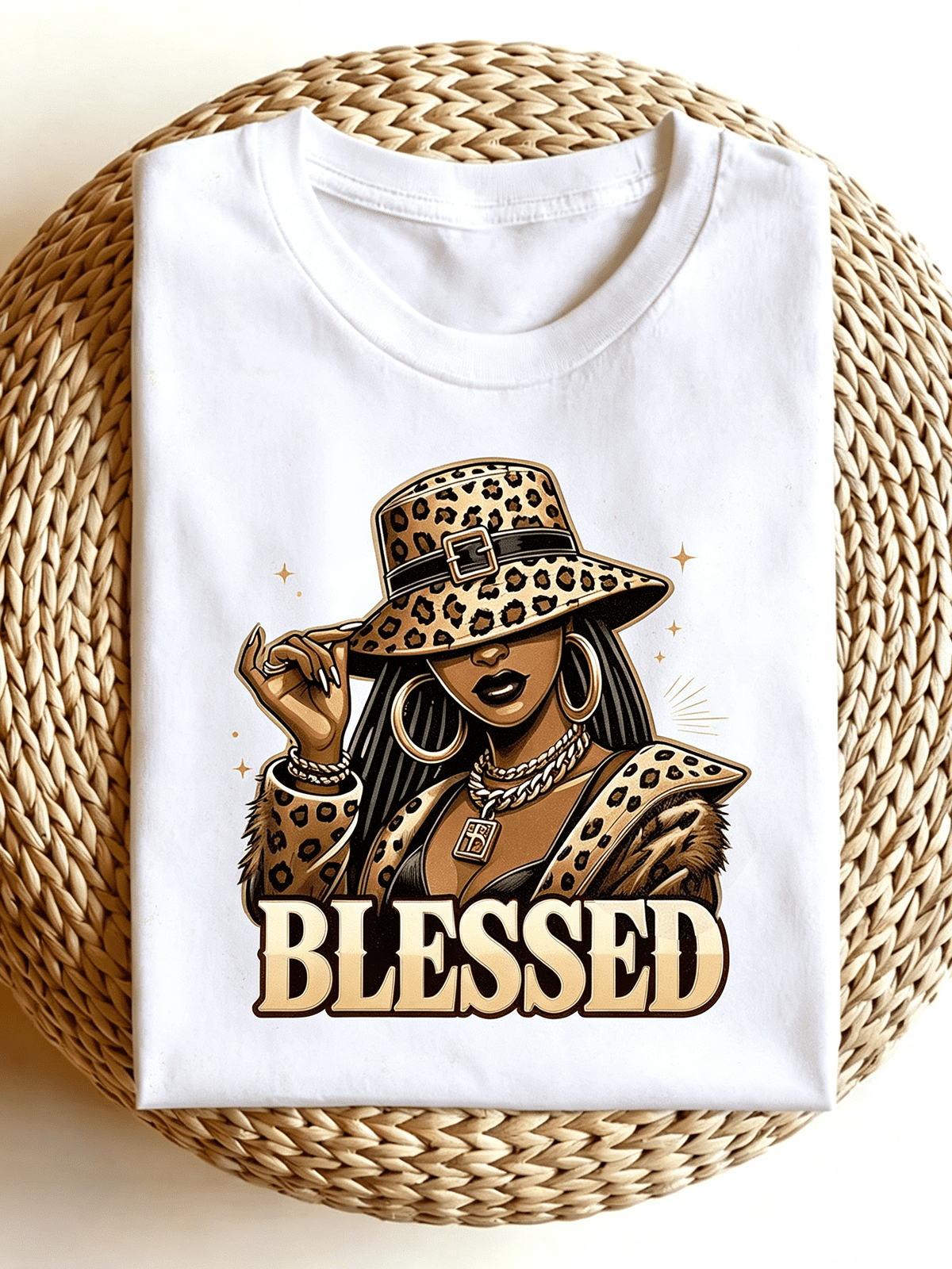 Blessed Leopard Hat Black Queen Melanin Women's Graphic T-Shirt