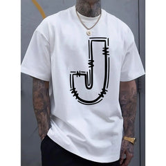 Breathable Cotton Men's Casual T-Shirt - Comfort Fit with Stylish J-Letter Print for Spring & Summer