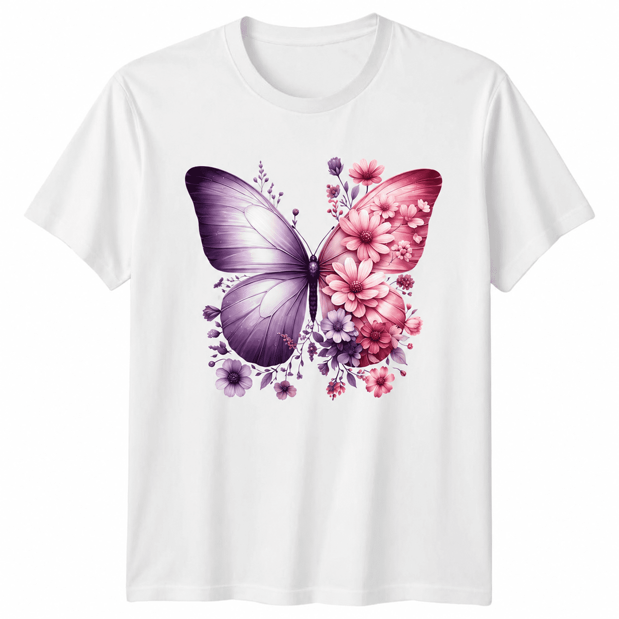 Butterfly Floral Nature Animals Mens T-Shirt Womens Tee Graphic Unisex Top