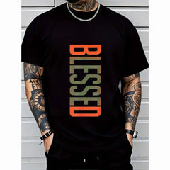 Casual Crew Neck T-Shirt - Geometric-Pattern, Smooth Cotton Knit Fabric, Medium Stretch - Short Sleeve Tee for Leisure & Everyday Wear | Breathable Comfort Fit | Machine Washable