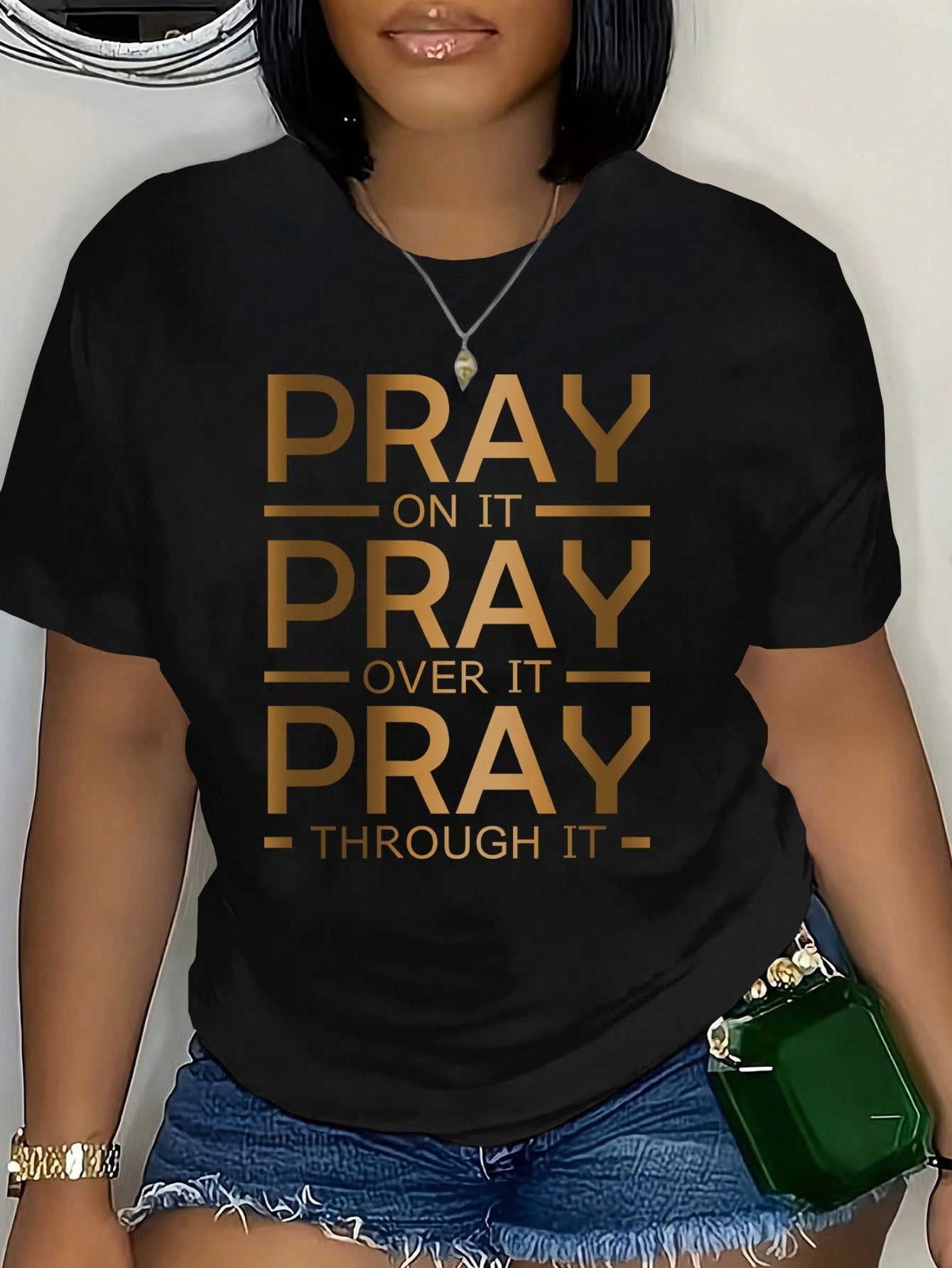 Casual Round Neck Letter Print T-Shirt, Summer Graphic Tees Women Tops