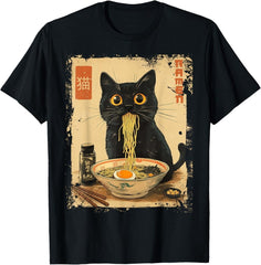 Cat Ramen Anime Kawaii Cat Eating Ramen Noodles T-Shirt Uni Gift Unisex T-Shirt