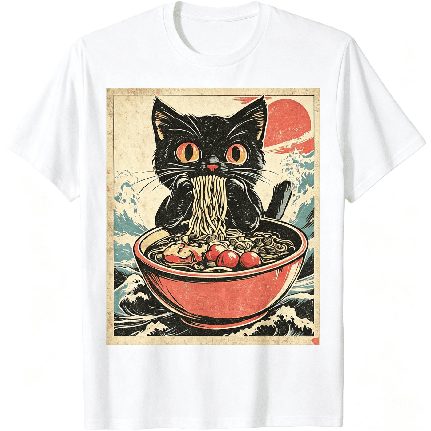 Cat Ramen Japanese Funny Graphic Tees Kawaii Cat Anime Gifts T-Shirt T-Shirt For Men And Women