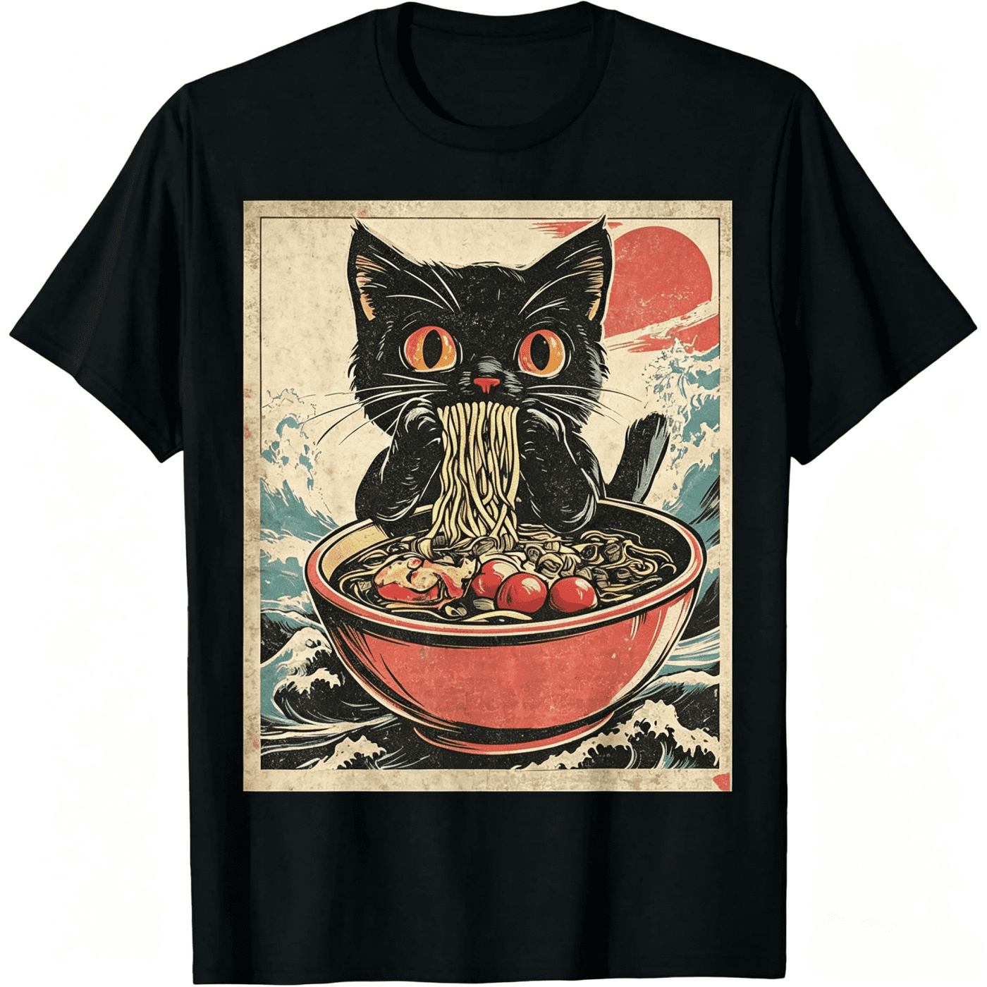 Cat Ramen Japanese Funny Graphic Tees Kawaii Cat Anime Gifts T-Shirt T-Shirt For Men And Women