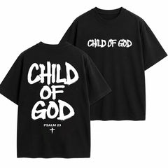 Child of God Psalm 23 Front and Back Print Cotton T-Shirt Christian Faith Tee