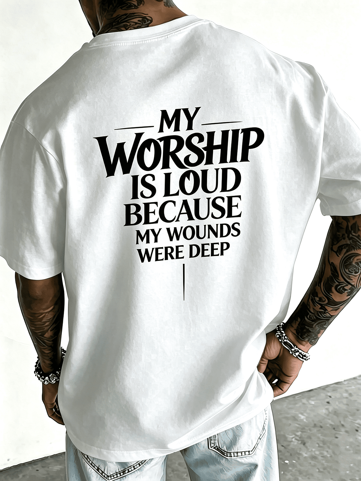Christian Faith My Worship Is Loud Back Print Graphic T-Shirt Religious Inspirational Top