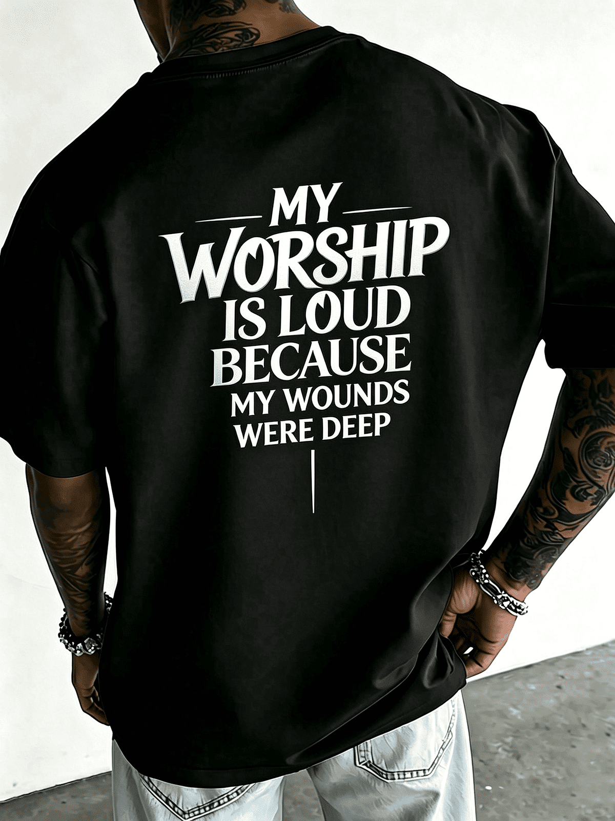Christian Faith My Worship Is Loud Back Print Graphic T-Shirt Religious Inspirational Top