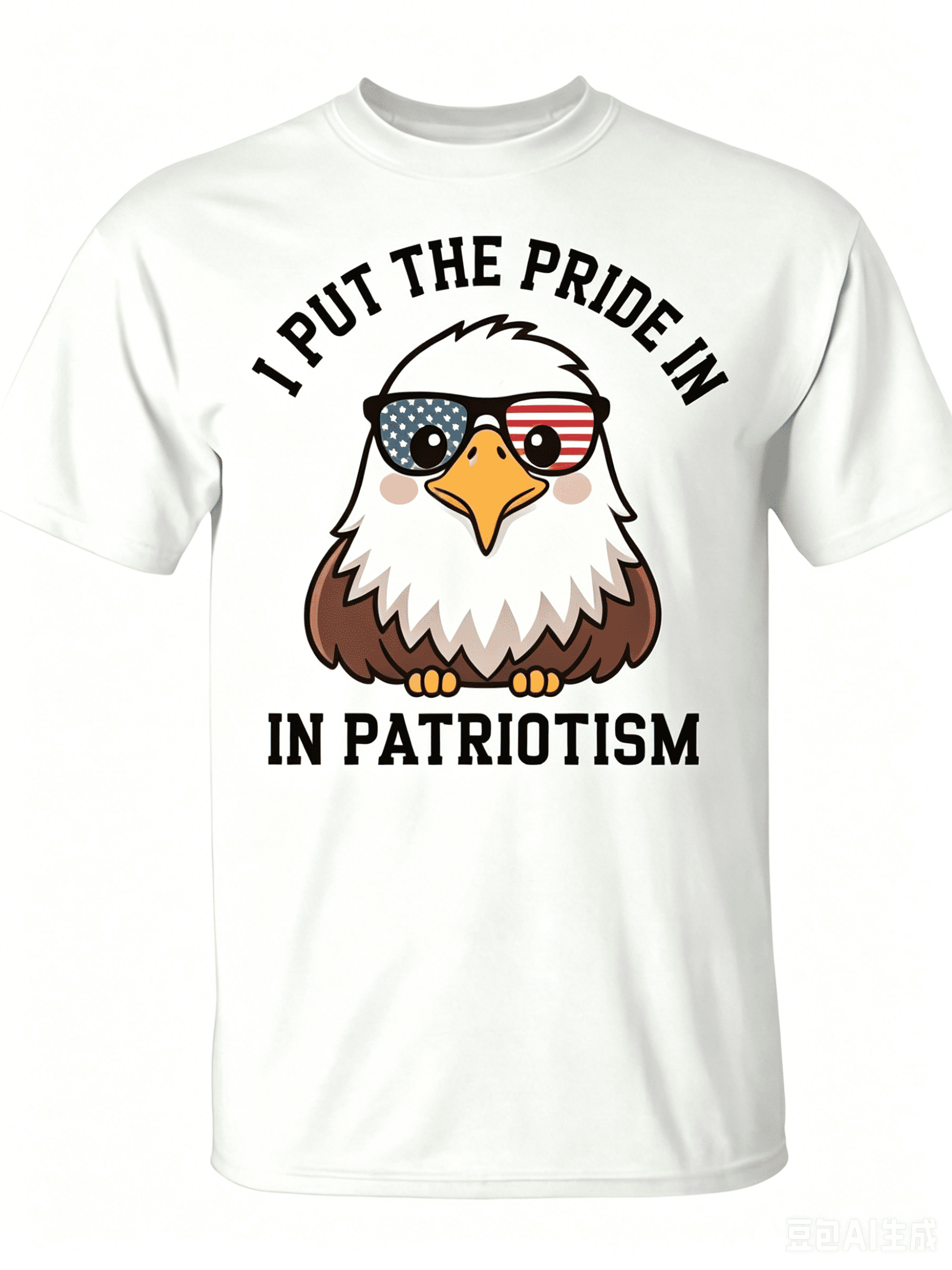 Cute Eagle USA Flag Sunglasses "I Put The Pride In Patriotism" Patriotic Graphic Tee
