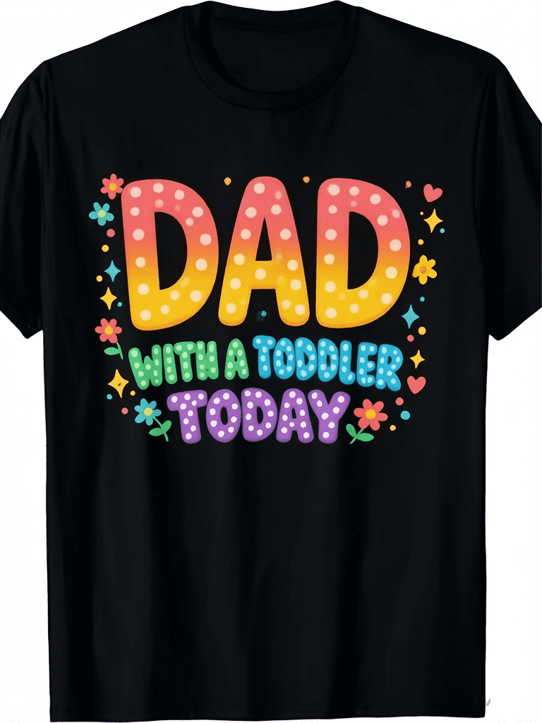 Dad With A Toddler Today Colorful Doodle Floral Polka Dot Graphic Men T-Shirt