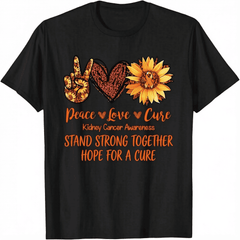 Daisy Peace Love Cure Kidney Cancer Awareness Gift Unisex T-Shirt