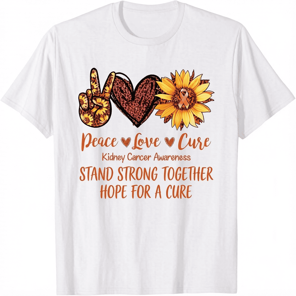Daisy Peace Love Cure Kidney Cancer Awareness Gift Unisex T-Shirt