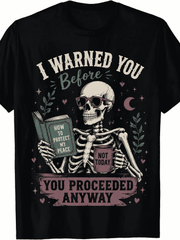 Dark Romance Had Me at Trigger Warning Skeleton Smutt Book TShirt Funny Crew Neck with Stylish Print Casual & Comfortable Travel Clothing for Fashion Enthusiasts Ideal