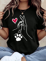 Dog Paw And Human Hand Heart Love T Shirt For Pet Lovers Animal Rescue Awareness Gift For Dog Owners Cute Dog Lover Tee Women Men Unisex Casual Wear