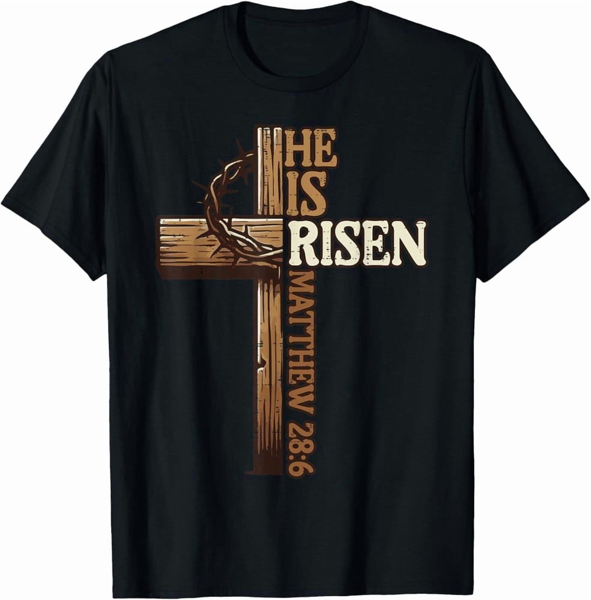 Easter Cross He Is Risen Jesus Christian Men Women T-Shirt