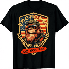 Emotional Support Husband Do Not Pet Retro Funny Monkey Unisex T-Shirt