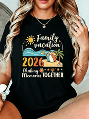 Family Vacation 2026 Beach Matching Graphic T-Shirt Summer Trip Group Outfit Top
