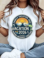 Family Vacation 2026 Making Memories Together Round Badge Matching Tee