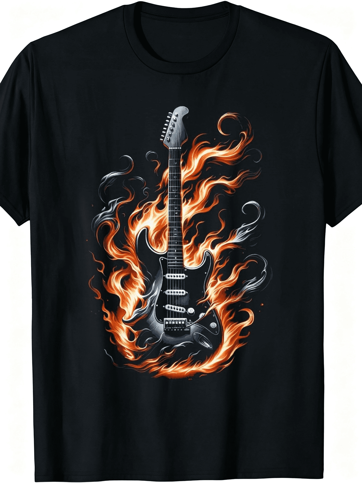 Flaming Electric Guitar Rock N Roll Music Men's Graphic T-Shirt