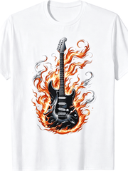 Flaming Electric Guitar Rock N Roll Music Men's Graphic T-Shirt