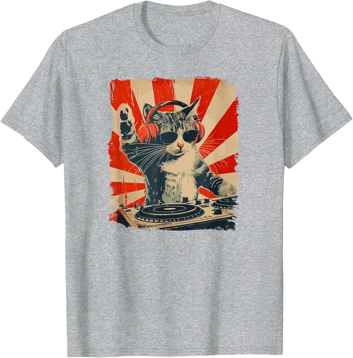 Funny DJ Cat Disco Sound Tech Headphone Music Fun Unisex T-Shirt