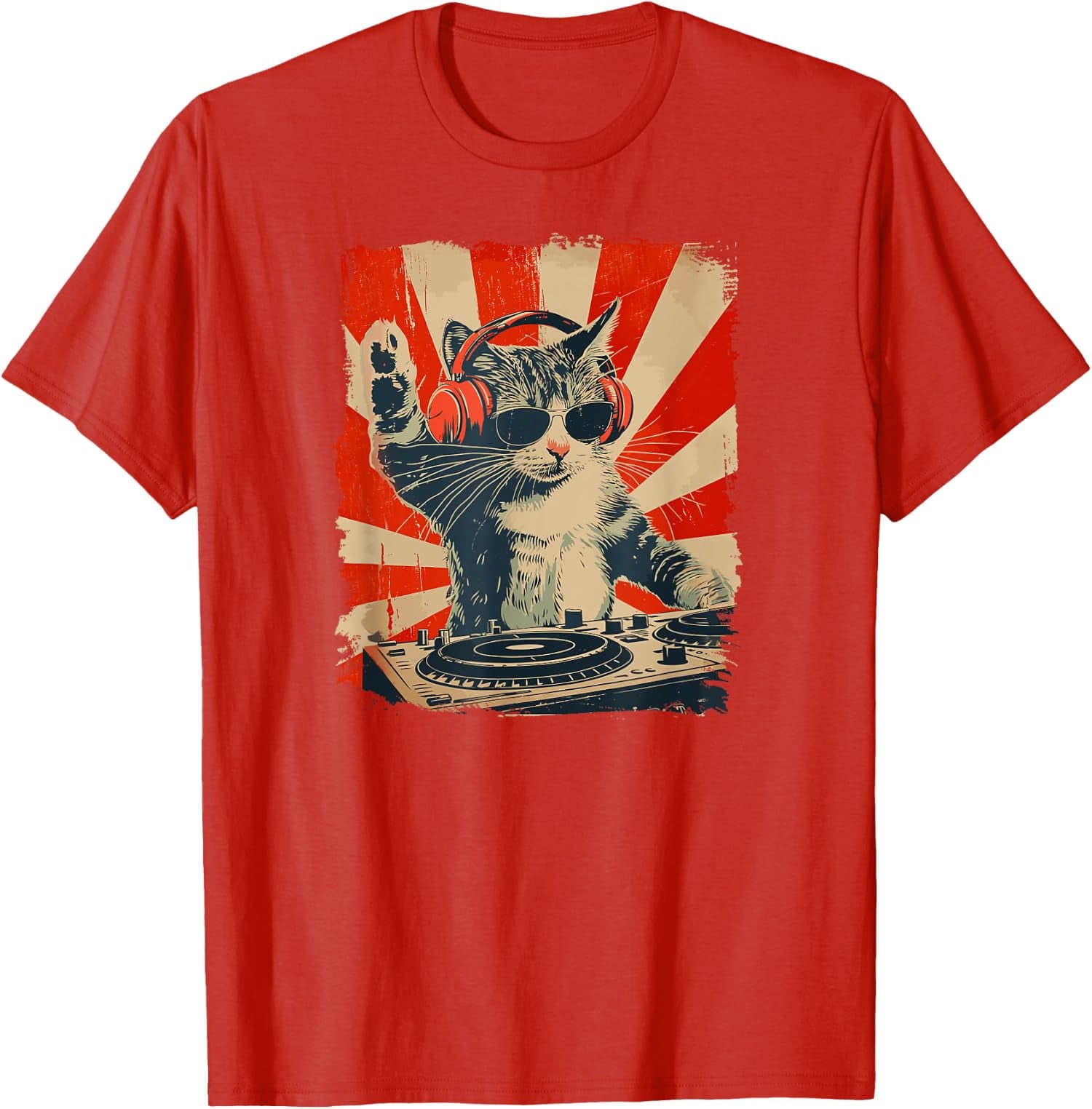Funny DJ Cat Disco Sound Tech Headphone Music Fun Unisex T-Shirt