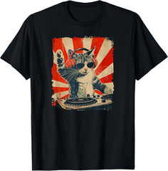 Funny DJ Cat Disco Sound Tech Headphone Music Fun Unisex T-Shirt