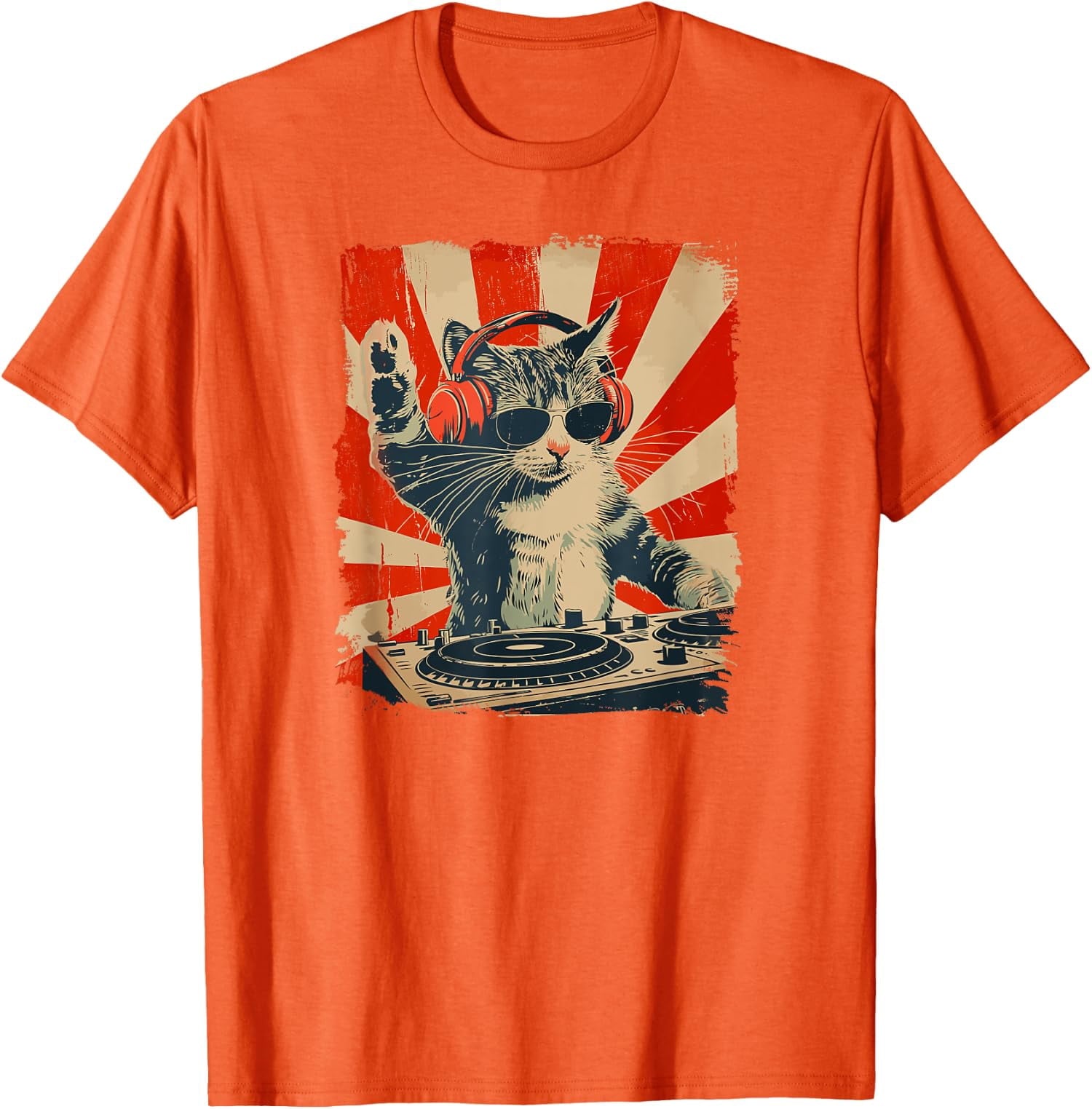 Funny DJ Cat Disco Sound Tech Headphone Music Fun Unisex T-Shirt