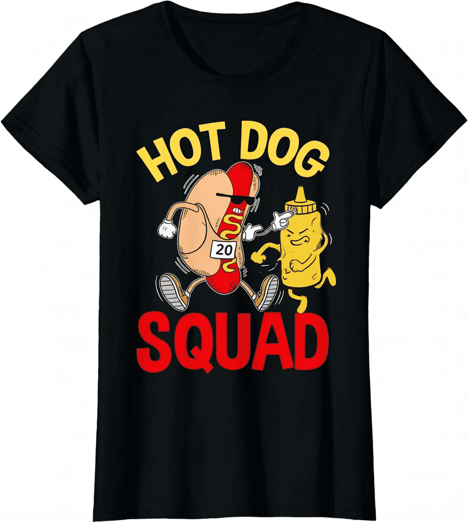 Funny Hot Dog Squad Hot Dog Foodie Clothing Design Ladies' Crewneck T-Shirt