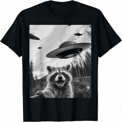 Funny Raccoon Selfie With Alien UFO Cool Animal Lover Unisex T-Shirt