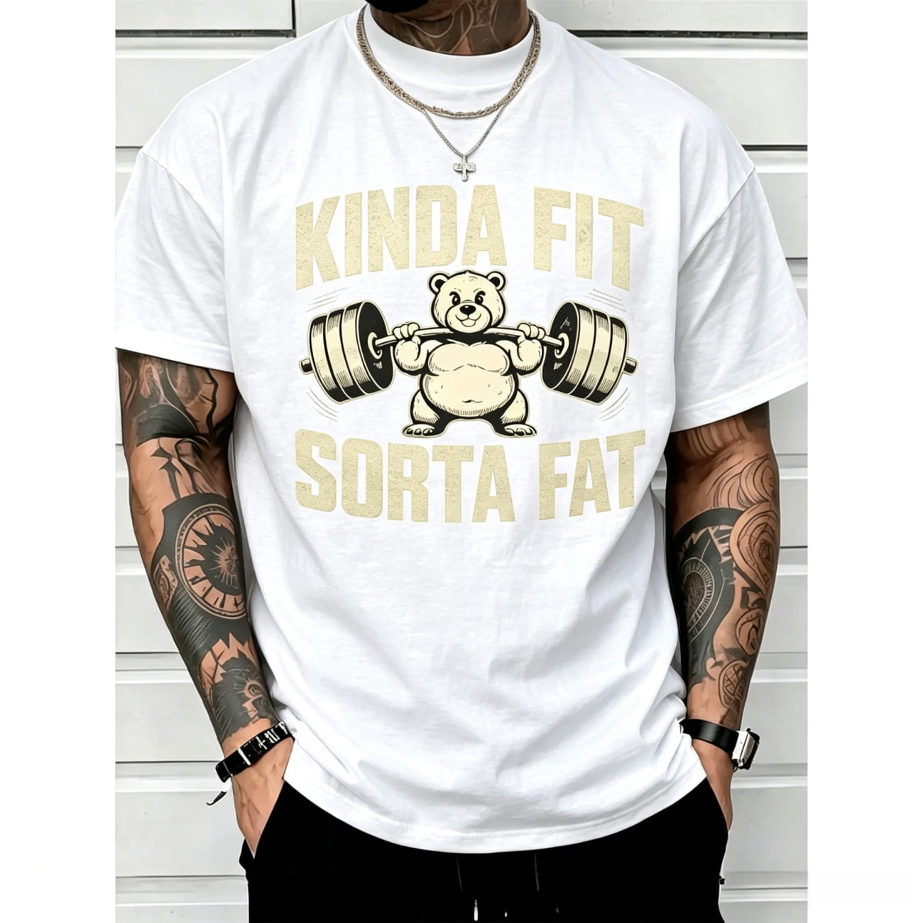 Funny Weightlifting Bear Tee – Cotton Heavyweight Oversized Gym Shirt