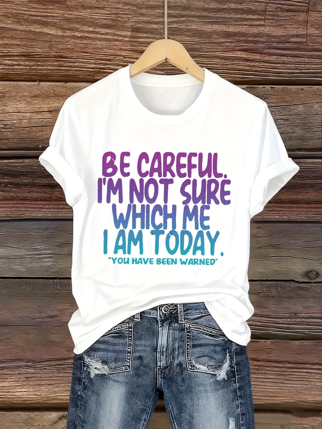 [Funny Women's T-Shirt] Funny Women's "I'm Not Sure Which Me I Am Today" T-Shirt | Pink Crew Neck Tee | Lightweight Casual Shirt | Humorous Gift for Ladies