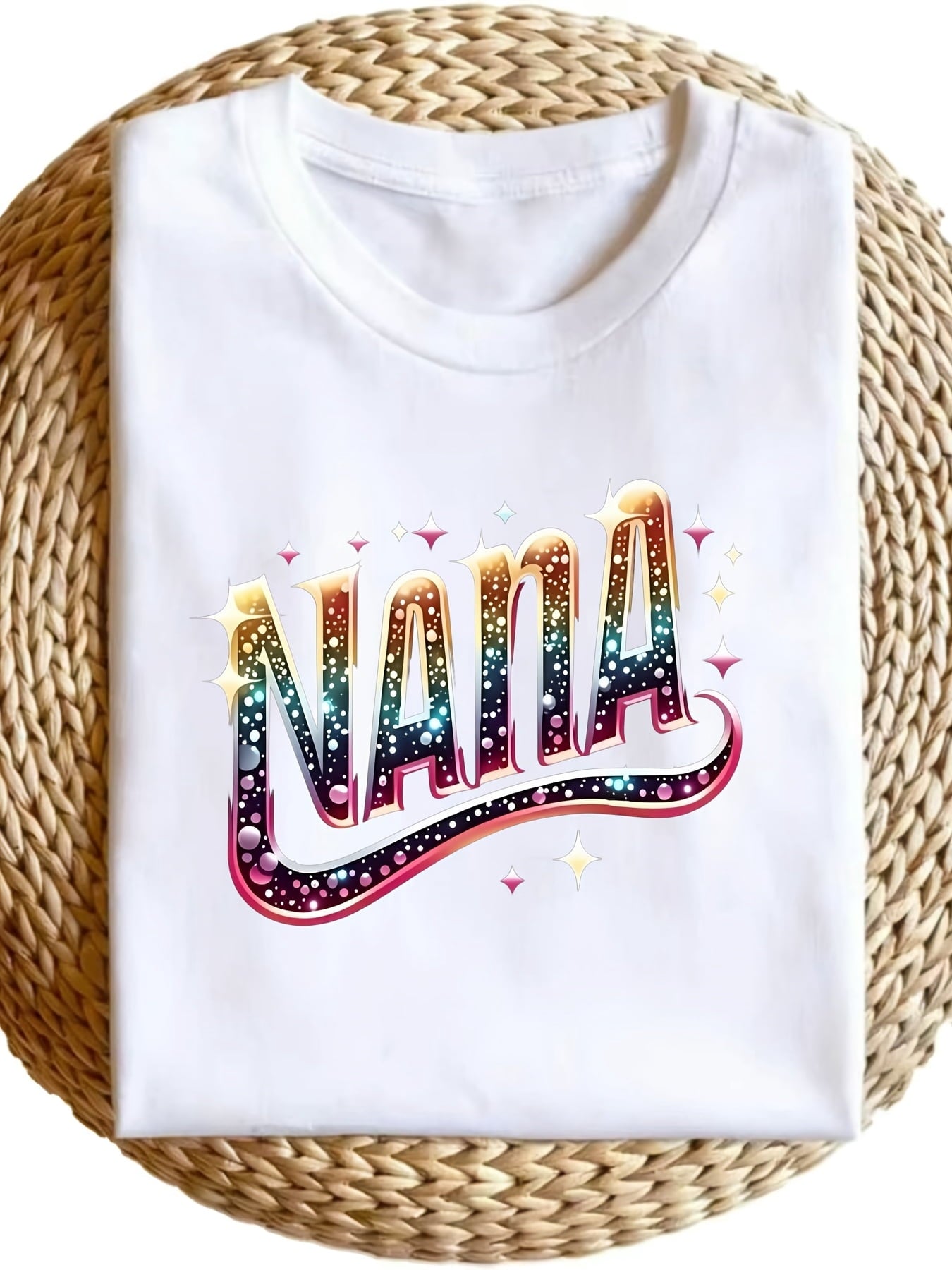 Glitter Gradient Nana Grandma Sparkle Letter T-Shirt
