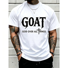 Goat God Over All Things Funny Jesus Christian Printed T-Shirt