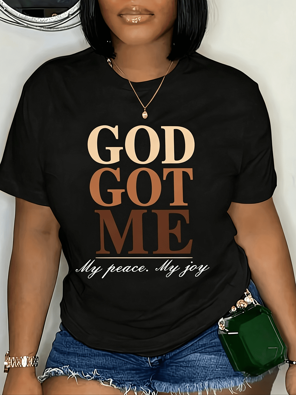God Got Me My Peace My Joy Gradient Text Christian Faith Inspirational T-Shirt