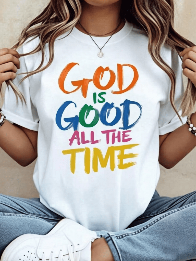 God Is Good All The Time Christian T Shirt Women Religious Faith Statement Graphic Tee Casual Summer Top