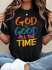 God Is Good All The Time Christian T Shirt Women Religious Faith Statement Graphic Tee Casual Summer Top