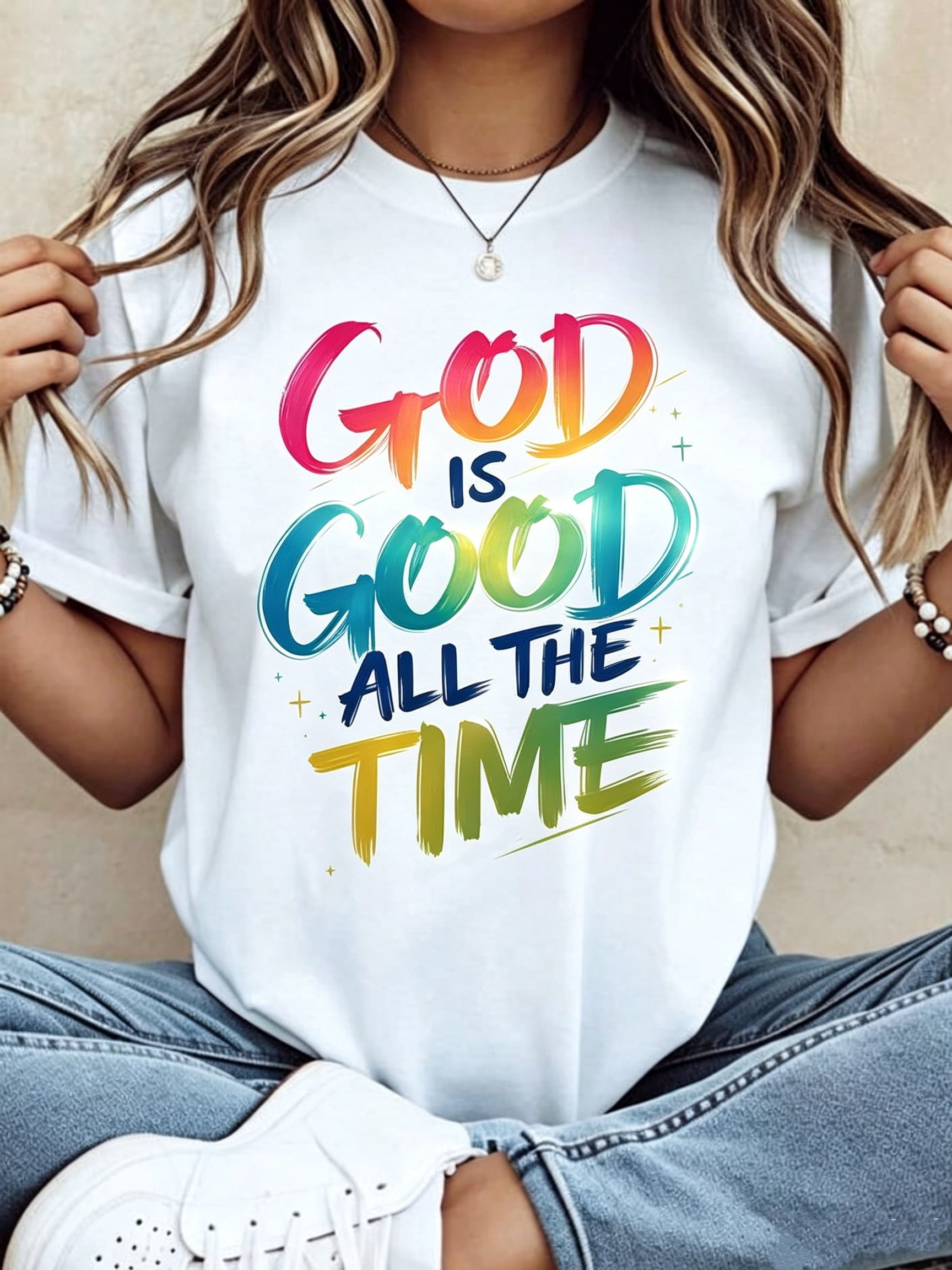 God Is Good All The Time Christian T Shirt Women Religious Faith Statement Graphic Tee Casual Summer Top