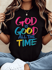 God Is Good All The Time Christian T Shirt Women Religious Faith Statement Graphic Tee Casual Summer Top