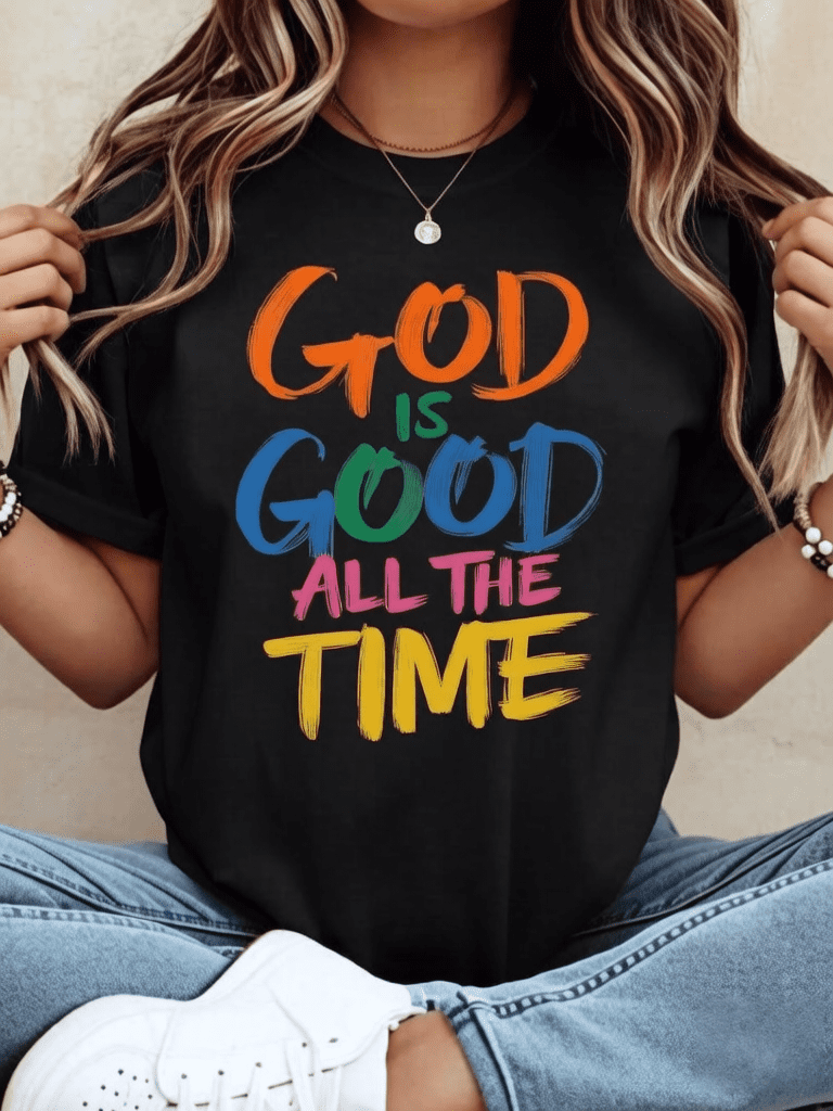 God Is Good All The Time Christian T Shirt Women Religious Faith Statement Graphic Tee Casual Summer Top