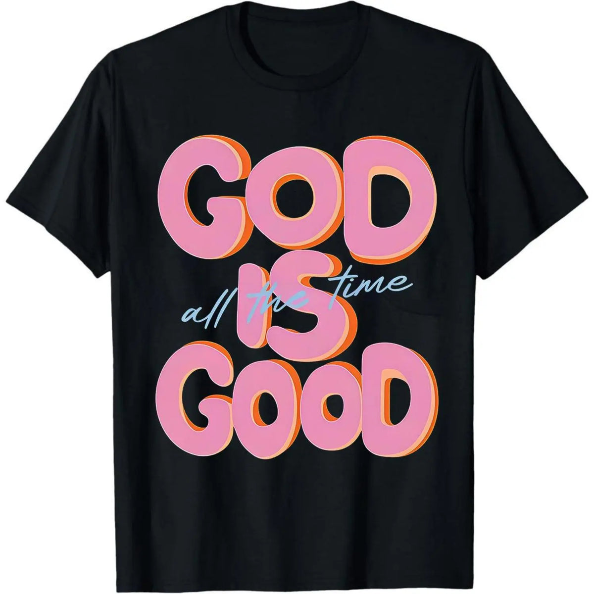 "God Is Good All The Time" Print, Loose-Fit Soft Knitted Top for Outdoor Sports